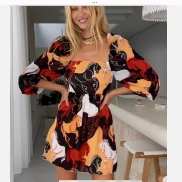 Chasing Unicorns Wild Horses Babydoll Dress Small - Picture 1 of 10